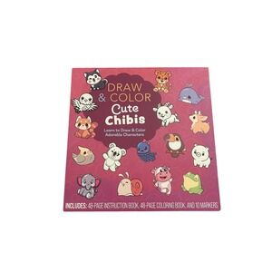 Chartwell Books Draw & Color Cute Chibis Kit Kids Pink New Art Activity Set